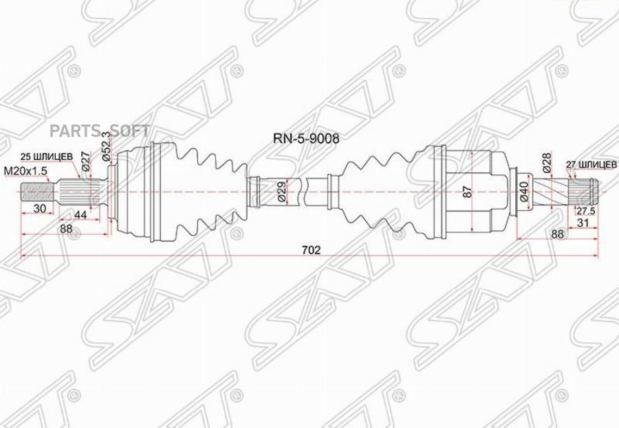 

Привод В Сборе Fr (передний) Lh (левый) Renault Duster 10- 1.5 Дизель/2.0 Бензин 4wd Tl8 М