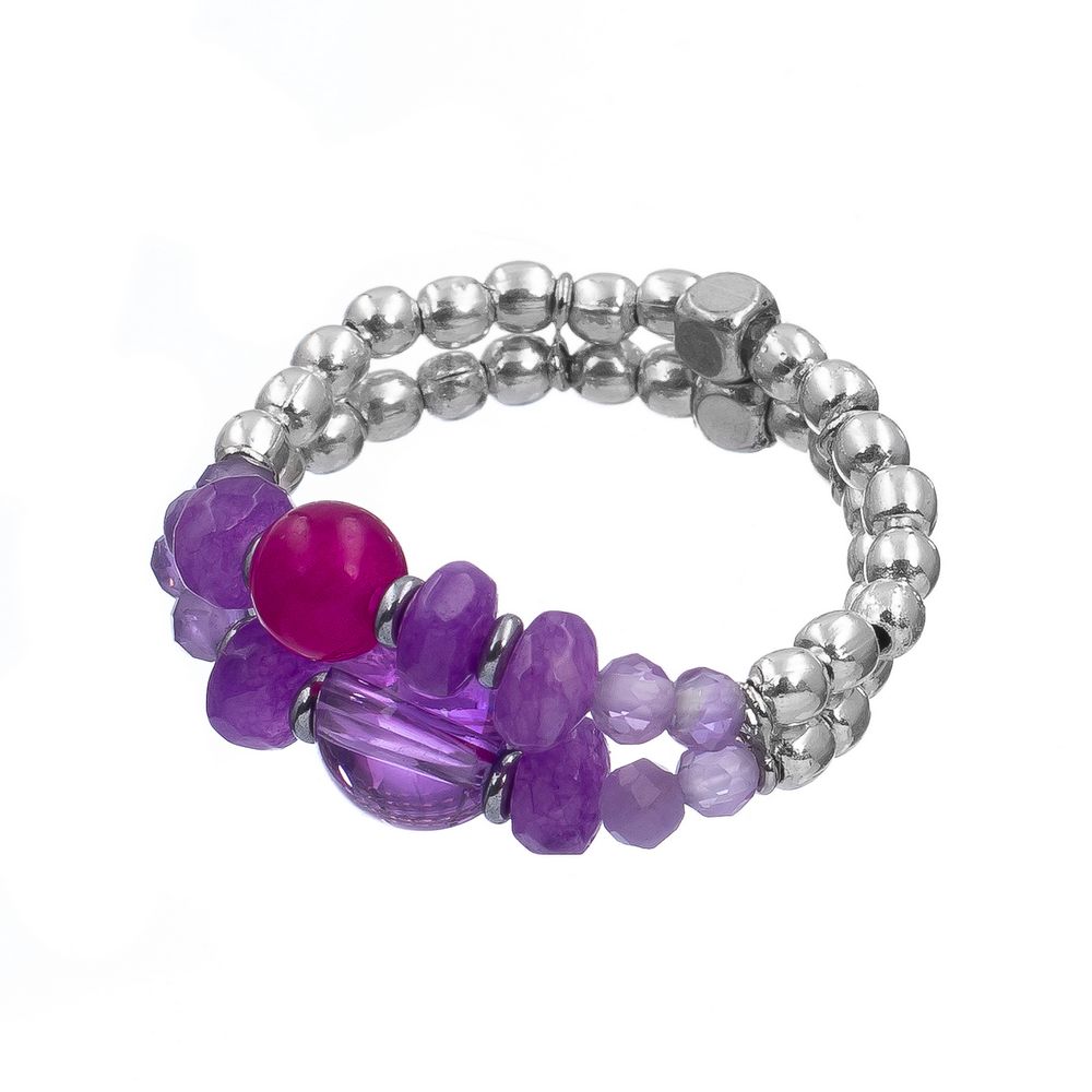 Кольцо из бижутерного сплава р.18 Lanzerotti LZ-23.07-289, агат/аметист