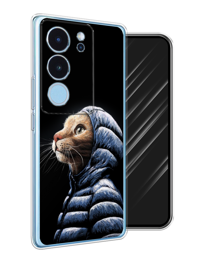

Чехол Awog на Vivo V29 "Кот в капюшоне", Черный;бежевый;синий, 269350-1