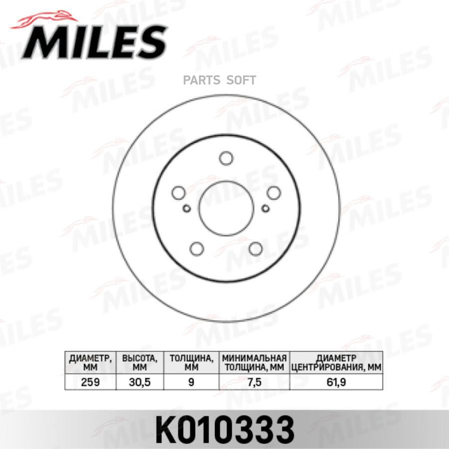 

Тормозной диск Miles комплект 1 шт. K010333