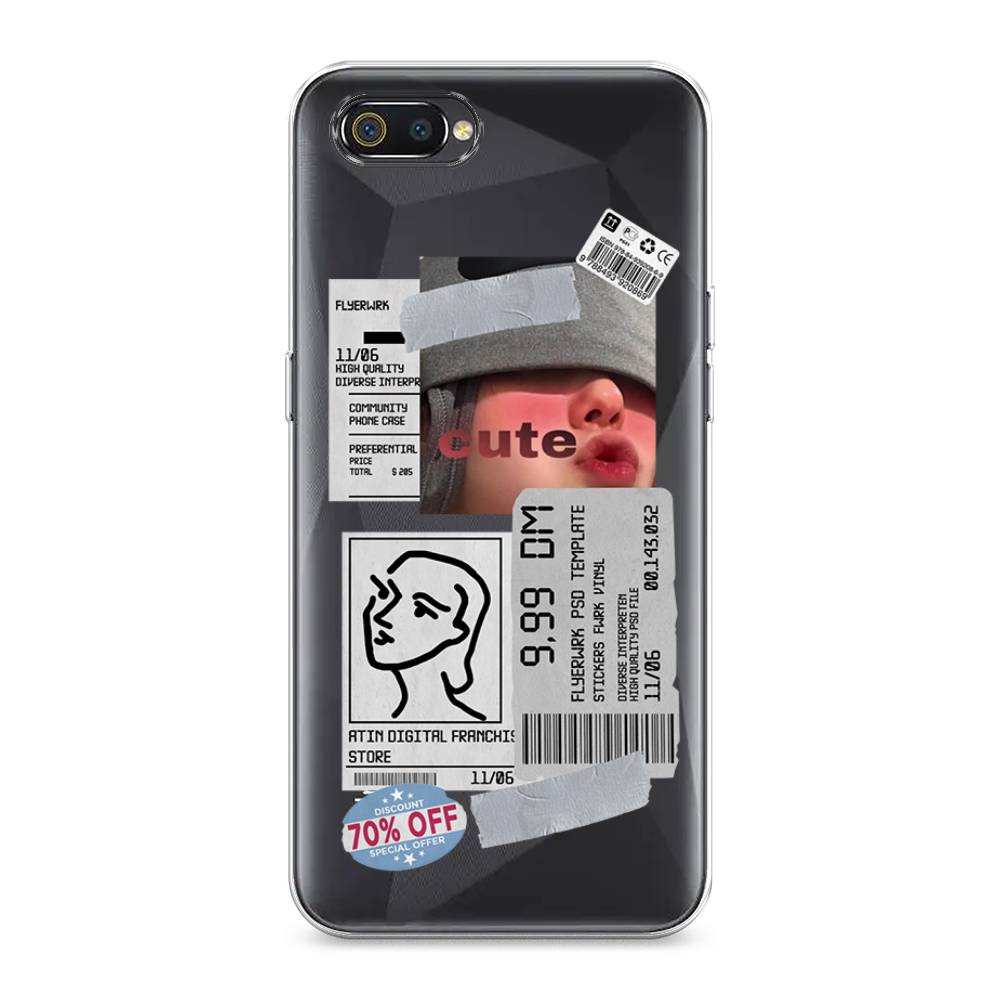

Чехол на Realme C2 "Cute girl collage", Розовый;серый;голубой, 251150-6