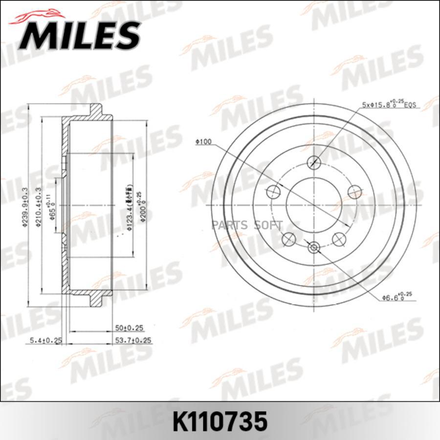 

MILES Барабан тормозной MILES k110735 комплект 1 шт
