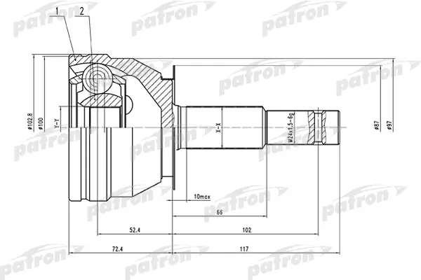 

ШРУС наружный 29x67x36 NISSAN ARMADA TA60/INFINITI QX56 (JA60) 03- PATRON PCV1536