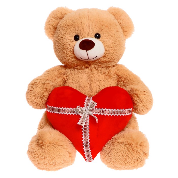 Мягкая игрушка Fixsitoysi Медведь Мартин 65см коричневый с сердцем