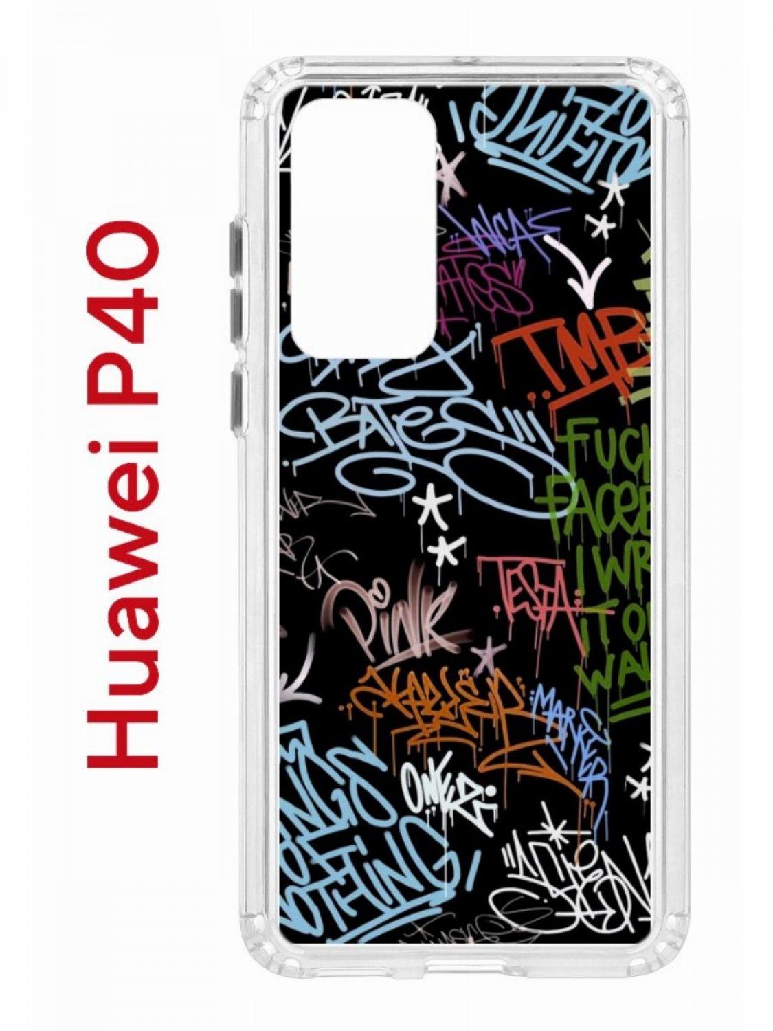 Чехол на Huawei P40 с принтом Kruche Print Граффити, противоударный бампер, защита камеры