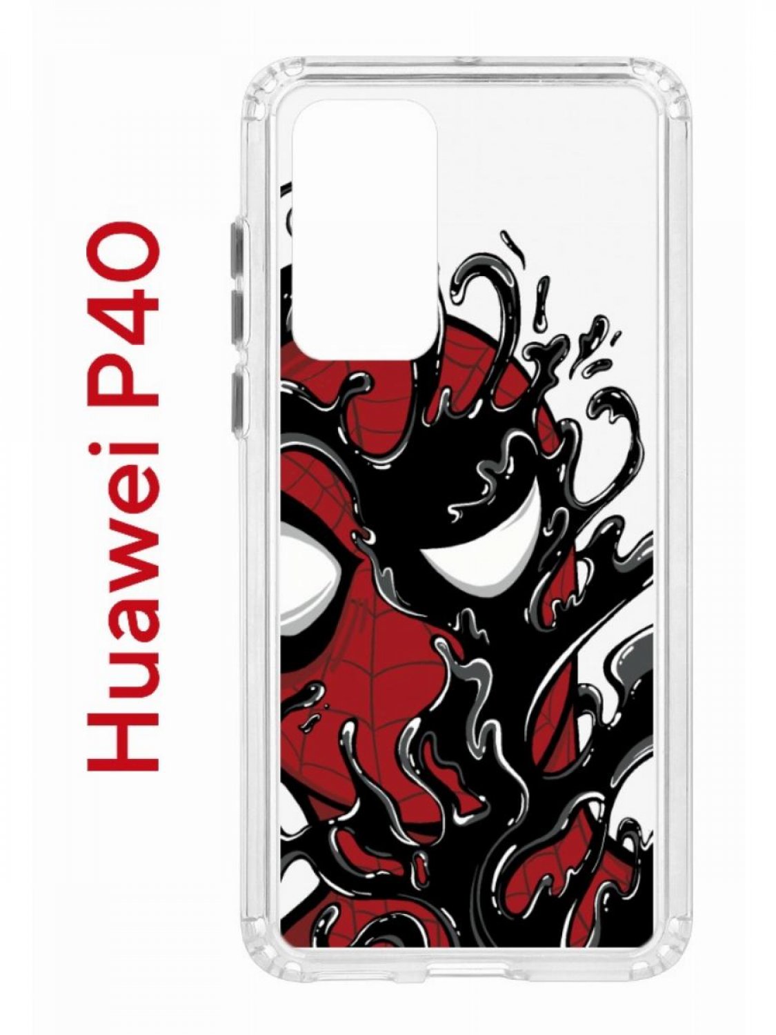 

Чехол на Huawei P40 Kruche Print Spider-Man-Venom, противоударный бампер, защита камеры, Прозрачный;красный;черный;серый, Хуавей п40