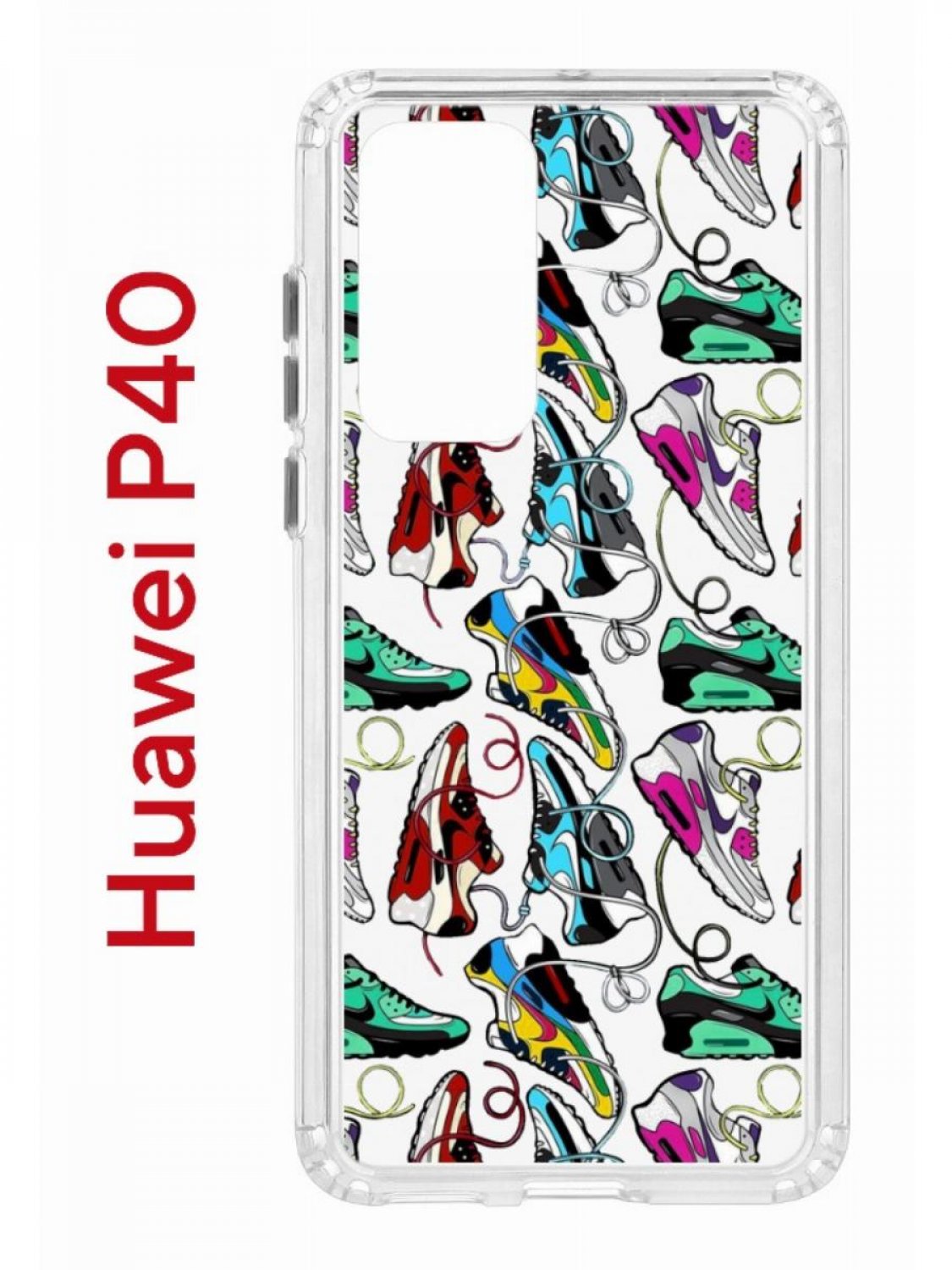 фото Чехол на huawei p40 kruche print кроссы nike air max, противоударный бампер, защита камеры кruче