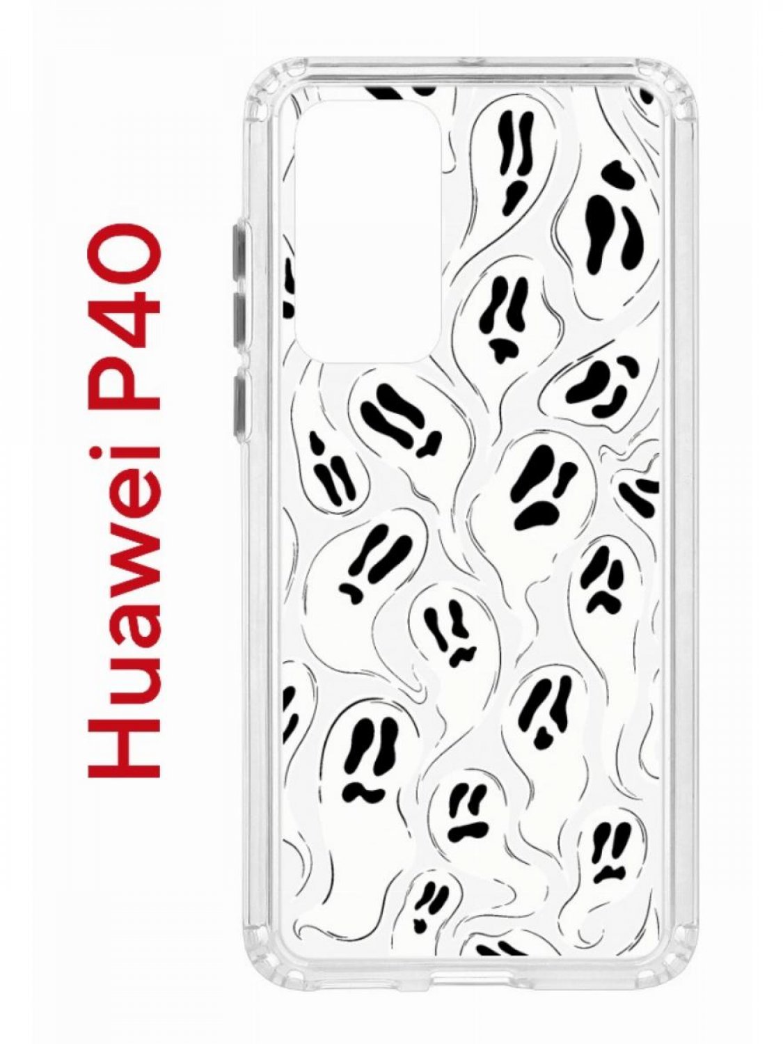 Чехол на Huawei P40 с принтом Kruche Print Призраки, противоударный бампер, защита камеры