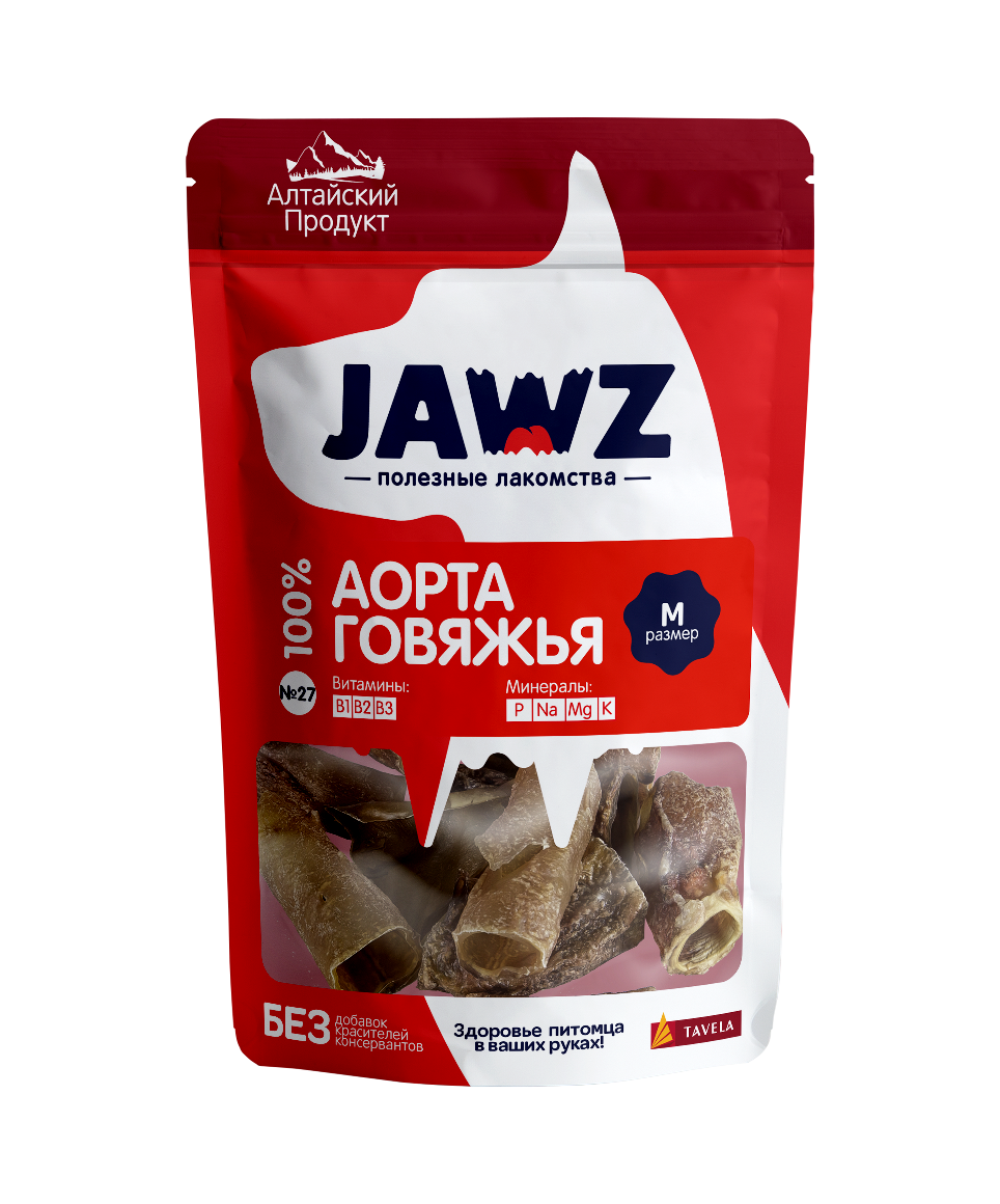 Лакомство для собак JAWZ Аорта говяжья, М, 60 г