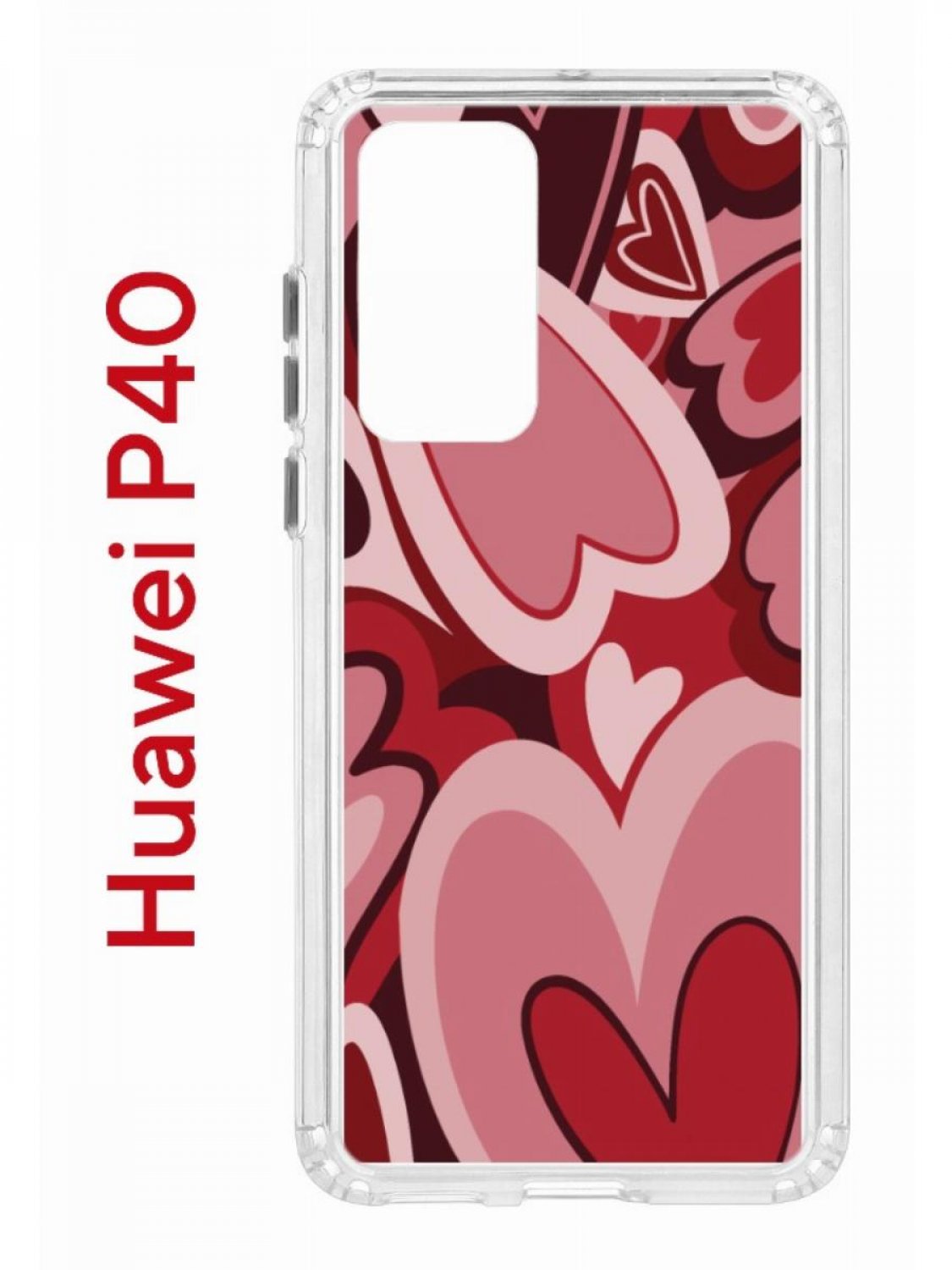 Чехол на Huawei P40 с принтом Kruche Print Сердечки, противоударный бампер, защита камеры
