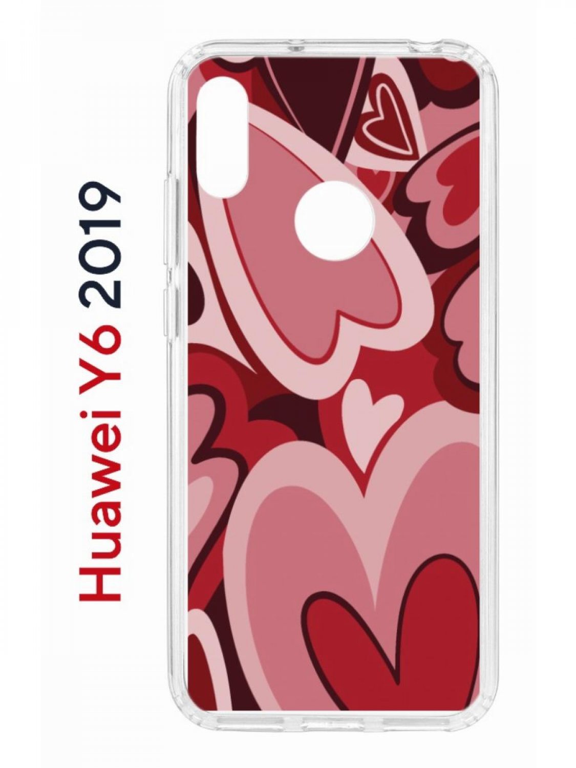 Чехол на Huawei Y6 2019,Honor 8A с принтом Kruche Print Сердечки, противоударный бампер