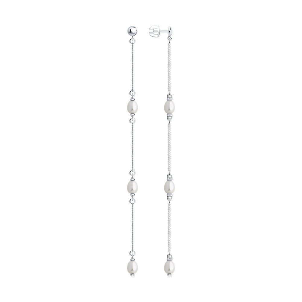 

Серьги подвески из серебра SOKOLOV 92022597, жемчуг культивированный, 92022597