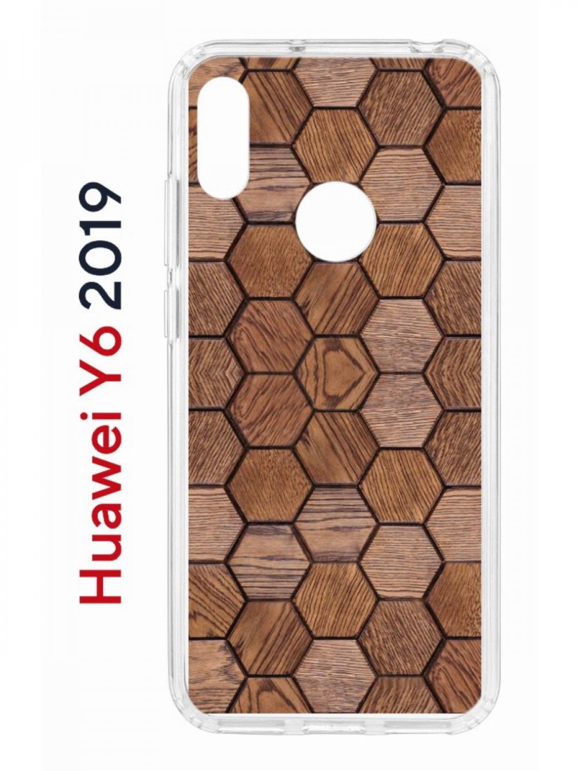 Чехол на Huawei Y6 2019,Honor 8A Kruche Print Текстура орех, противоударный бампер