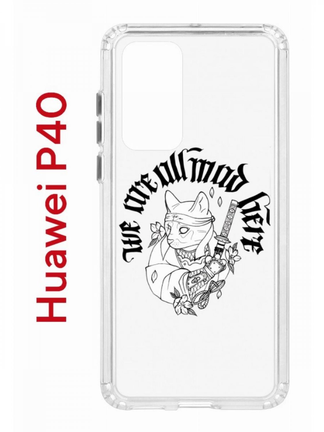 Чехол на Huawei P40 с принтом Kruche Print J-Cat, противоударный бампер, защита камеры