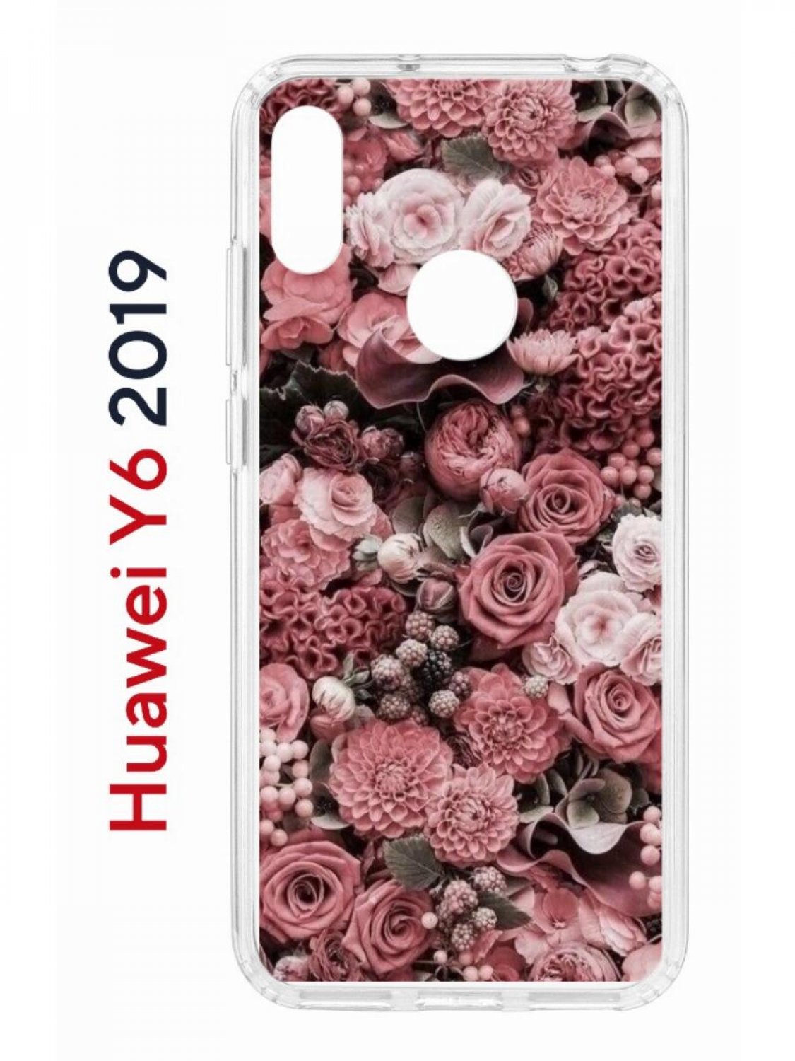 Чехол на Huawei Y6 2019,Honor 8A с принтом Kruche Print цветы, противоударный бампер