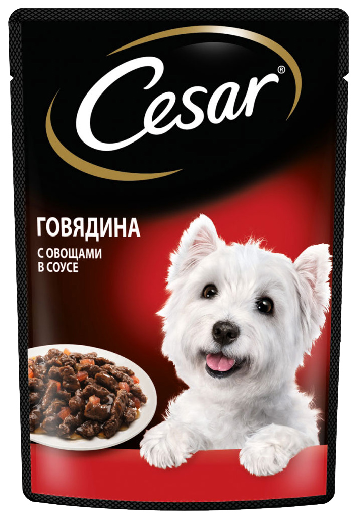 фото Влажный корм cesar с говядиной и овощами в соусе для собак 85 г х 28 шт