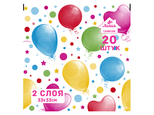 

Салфетки бумажные "Лилия" 33х33 "Праздник" 2сл 20л 5379, Белый, 7292788