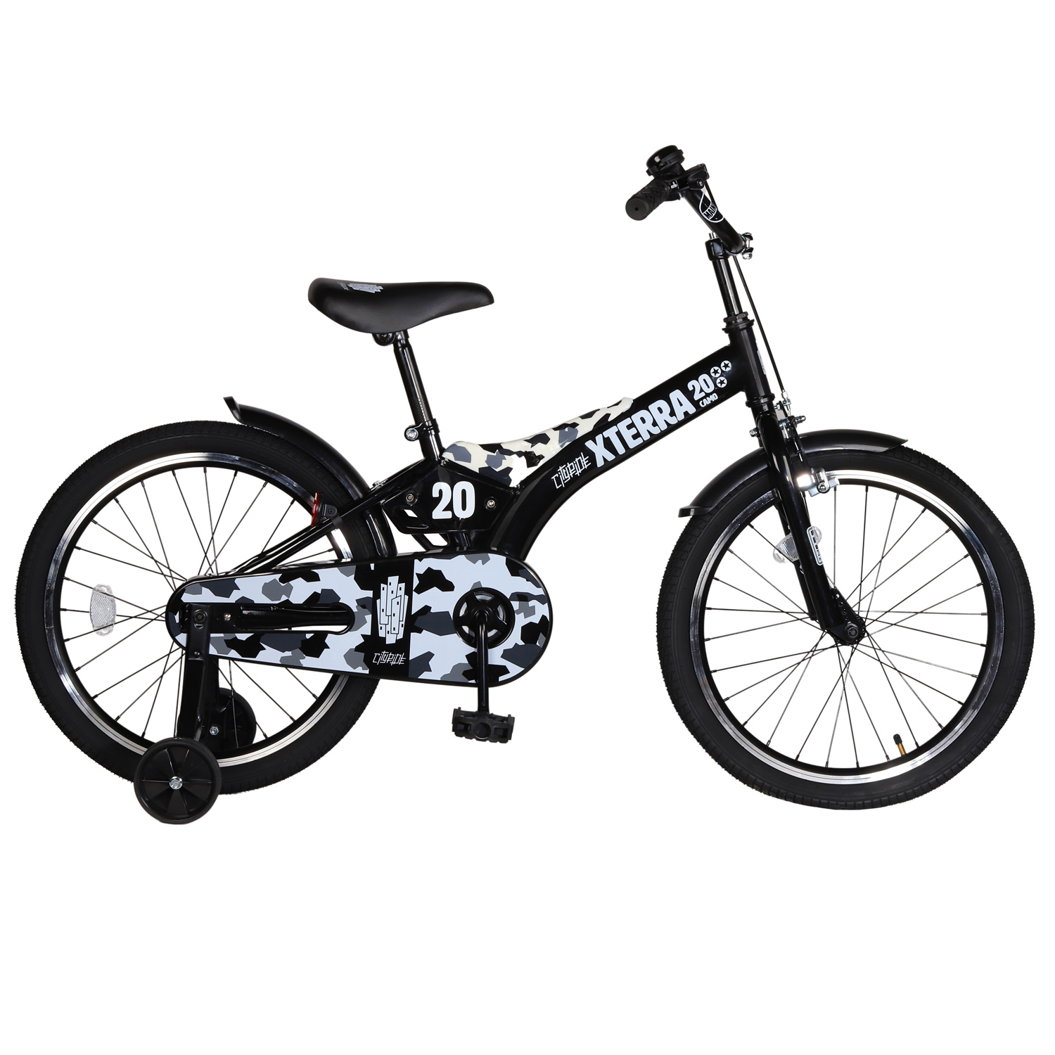фото Велосипед двухколесный city-ride xterra 20 страховочные колеса, черный, cr-b2-0520dbl