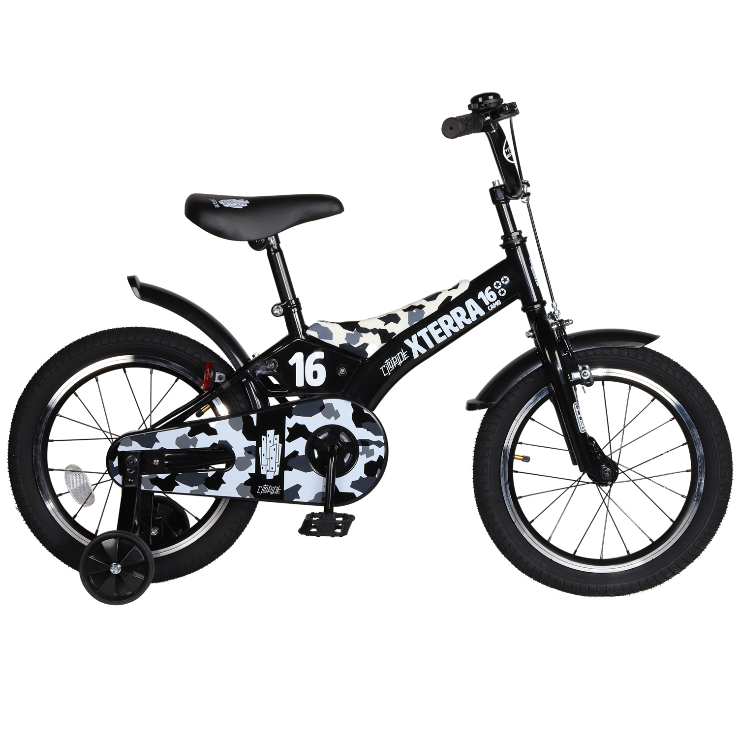 фото Велосипед двухколесный city-ride xterra 16 страховочные колеса, черный, cr-b2-0516dbl