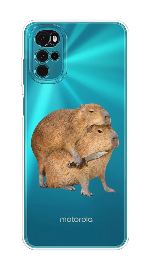 

Чехол на Motorola Moto G22 "Капибара с ножом", Бежевый, 243150-1