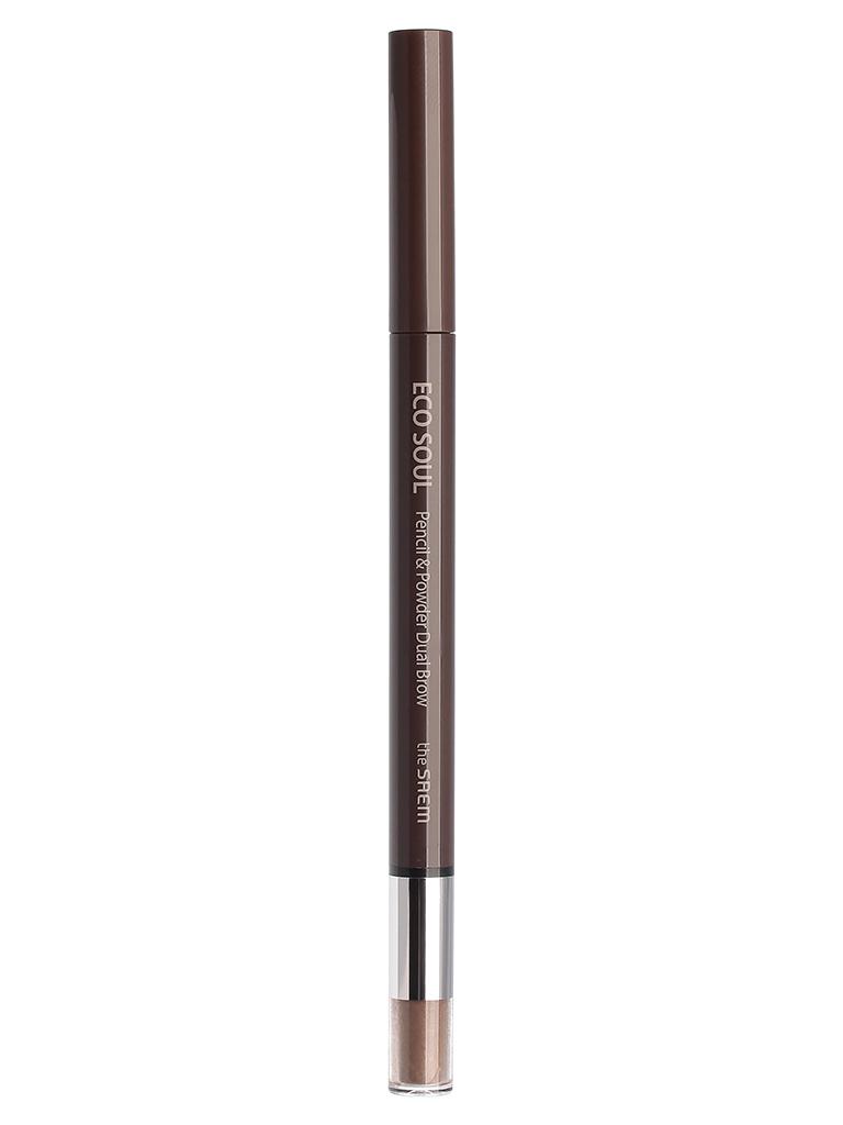 Карандаш-пудра для бровей The Saem eye eco soul pencil & powder dual brow 04 medium brown