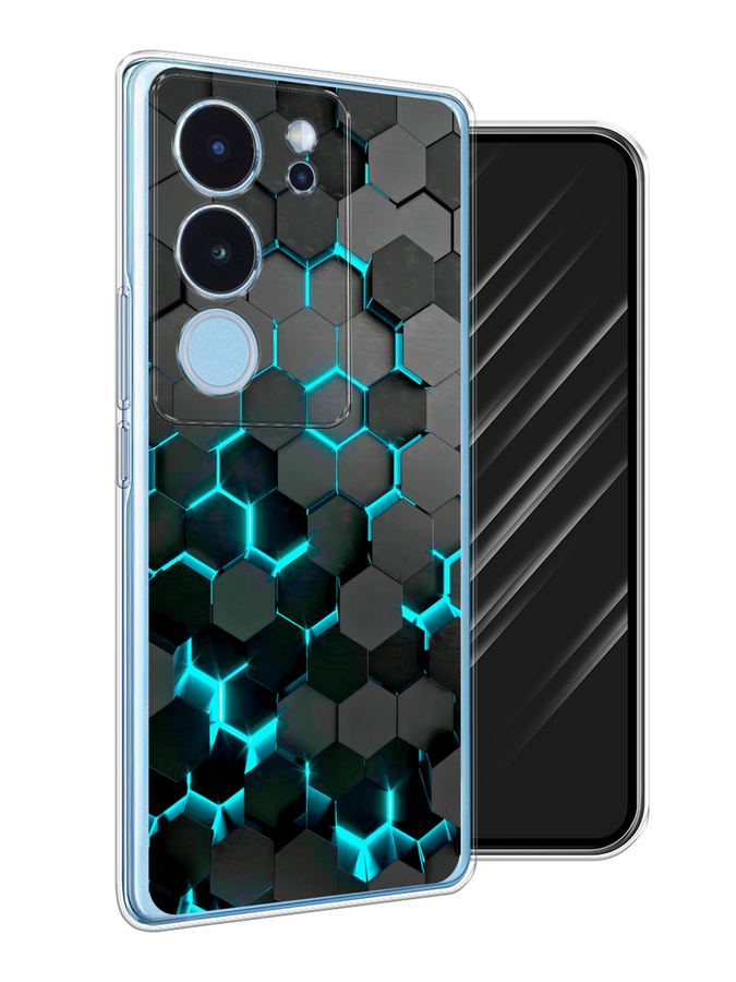 

Чехол Awog на Vivo V29 "Соты бирюзовые", Черный;бирюзовый;синий, 269350-1