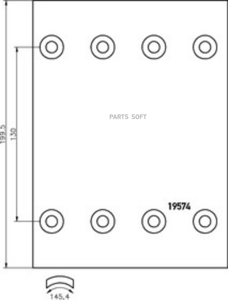 Накладки Тормозные 19574 1 Рем. 300Х200Х19Мм(Внутренняя Длина Дуги 145,4) DON bc801a7340