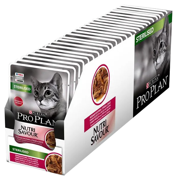 фото Влажный корм purina pro plan nutrisavour sterilised с уткой в соусе для стерилизованных ко