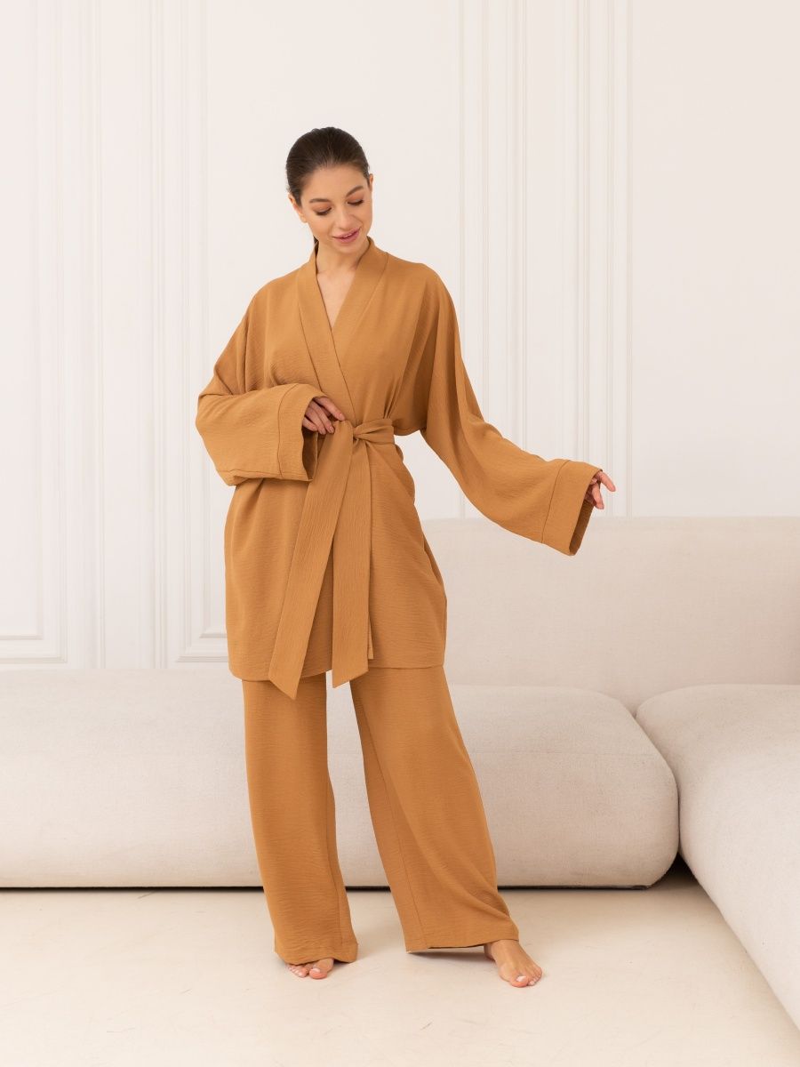 

Пижама женская Mimi Pajamas Brand 100035 коричневая 52 RU, Коричневый, 100035