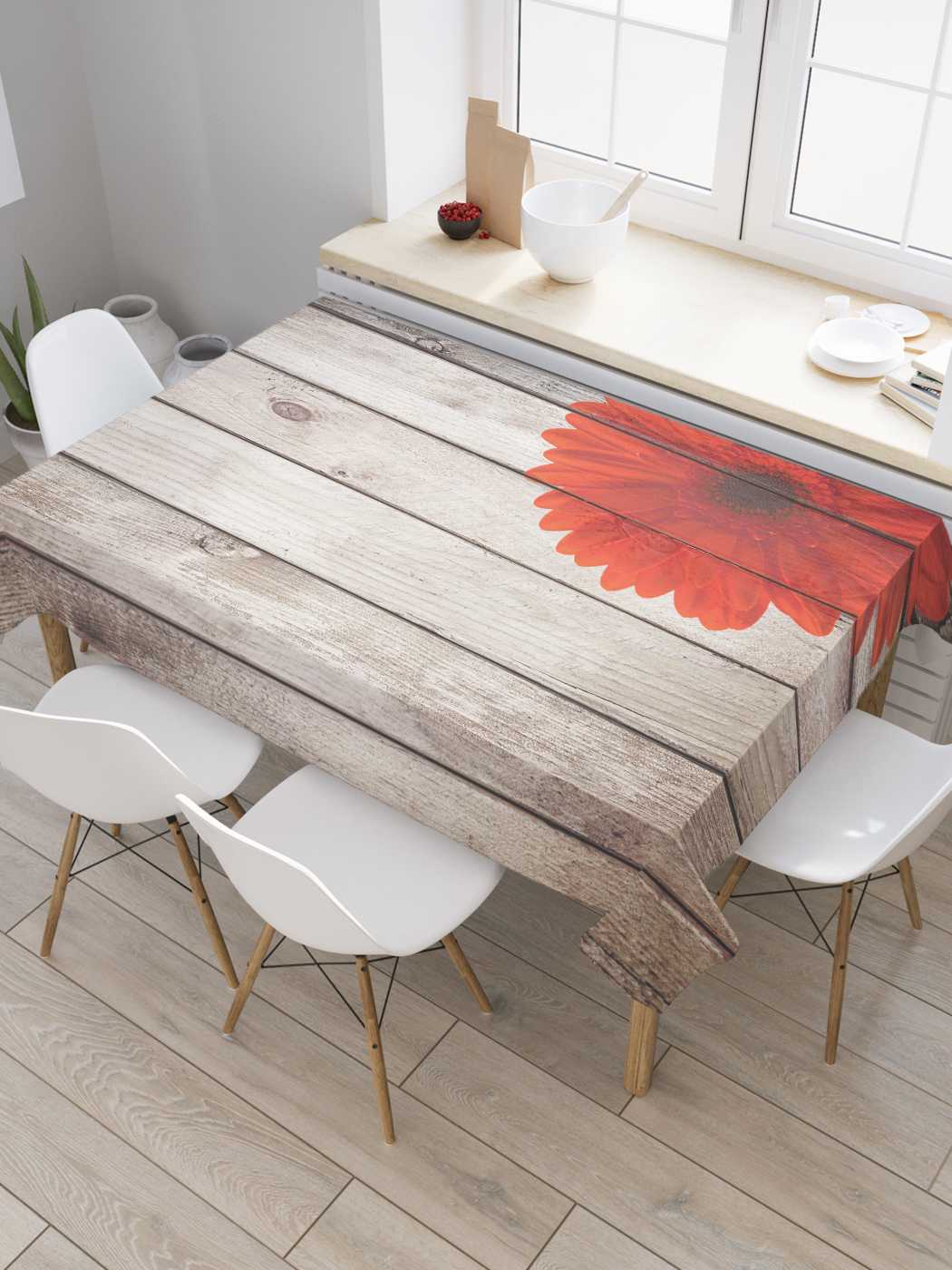 

Скатерть прямоугольная JoyArty "Весняное украшение" из оксфорда, 180x145 см, Серый, Весняное украшение