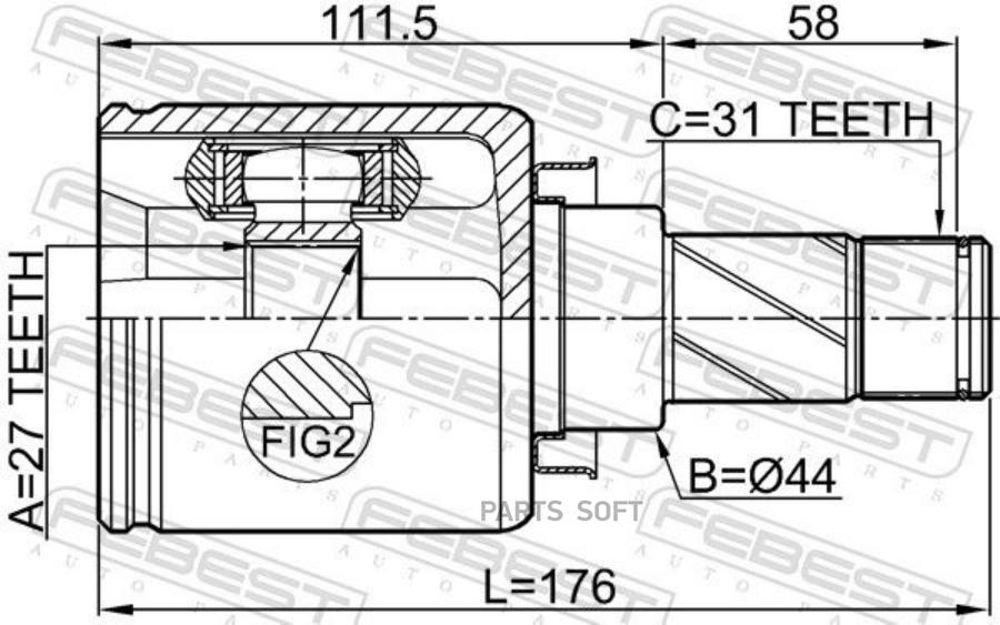 

FEBEST ШРУС ВНУТРЕННИЙ ЛЕВЫЙ 27X44X31