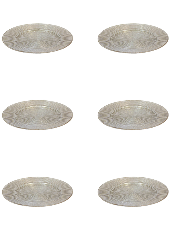 

Тарелка сервировочная набор 6 шт стекло Аксам золотая россыпь 21см 19167, Серый