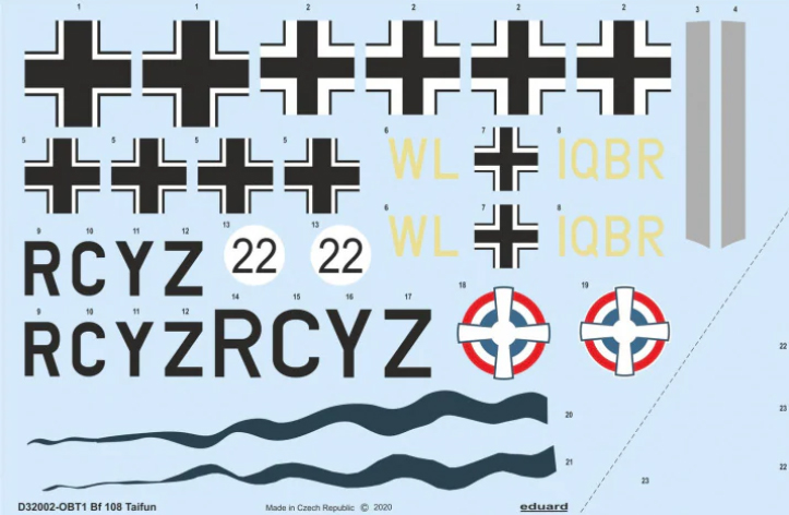 

Декаль Eduard Bf 108 Taifun D32002 1/32