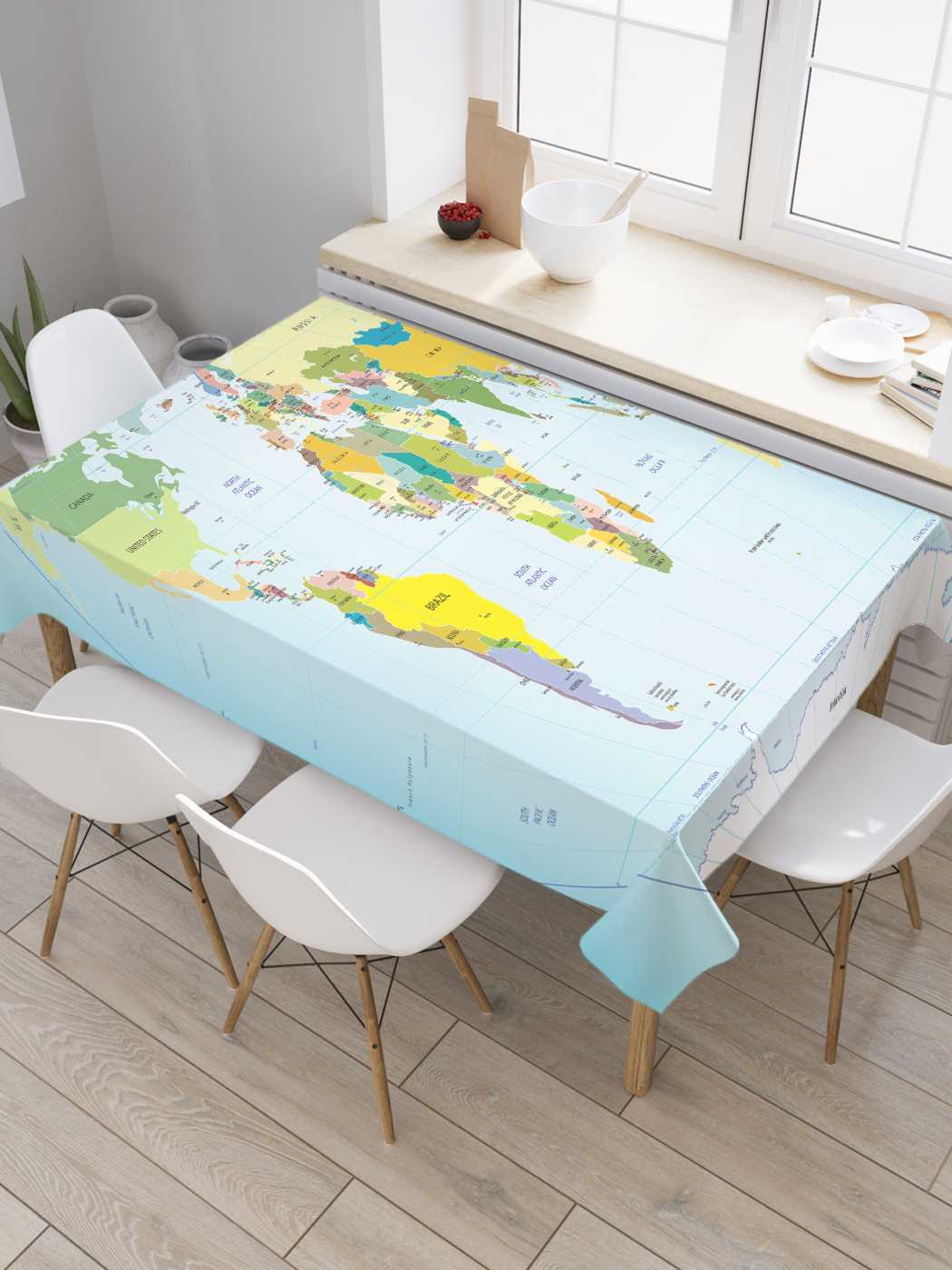 

Скатерть прямоугольная JoyArty "Политическая карта мира" из оксфорда, 180x145 см, Политическая карта мира