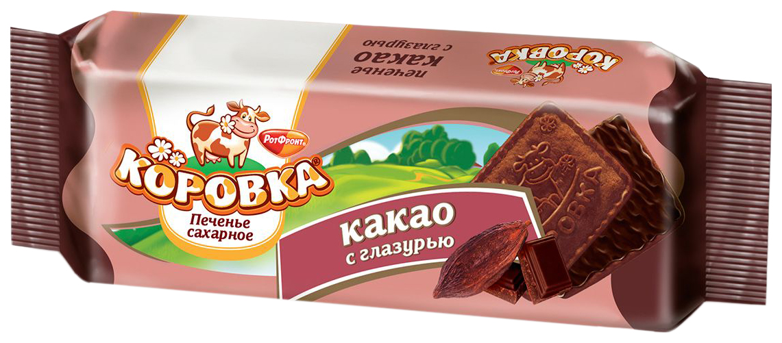 Печенье Коровка сахарное с какао и глазурью 115г