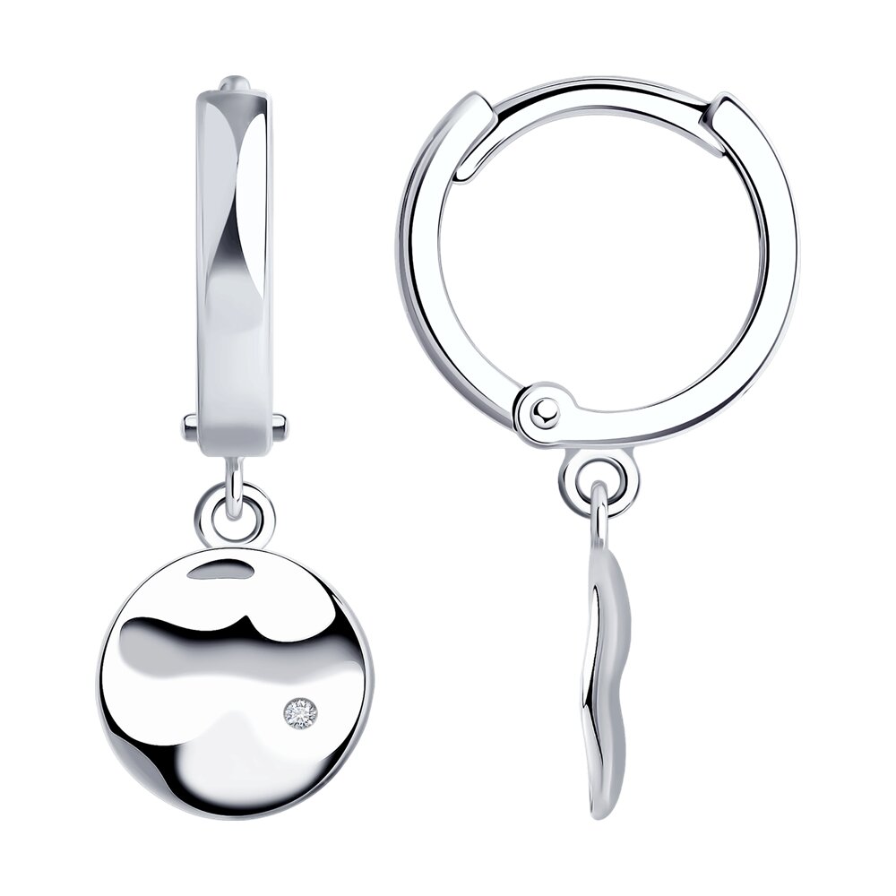 

Серьги конго из серебра SOKOLOV 87020090, бриллиант, 87020090
