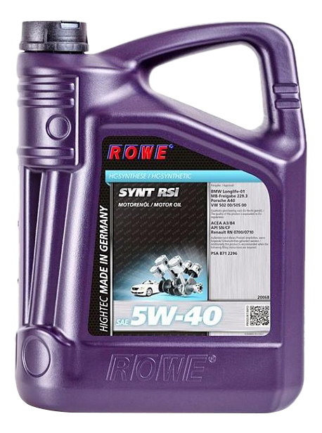 

Моторное масло ROWE синтетическое 20068-0050-03 5W40 Rsi А3/В4 5л