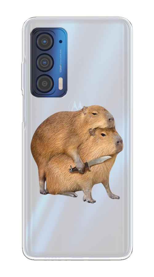 

Чехол на Motorola Edge (2021) "Капибара с ножом", Бежевый, 242950-1