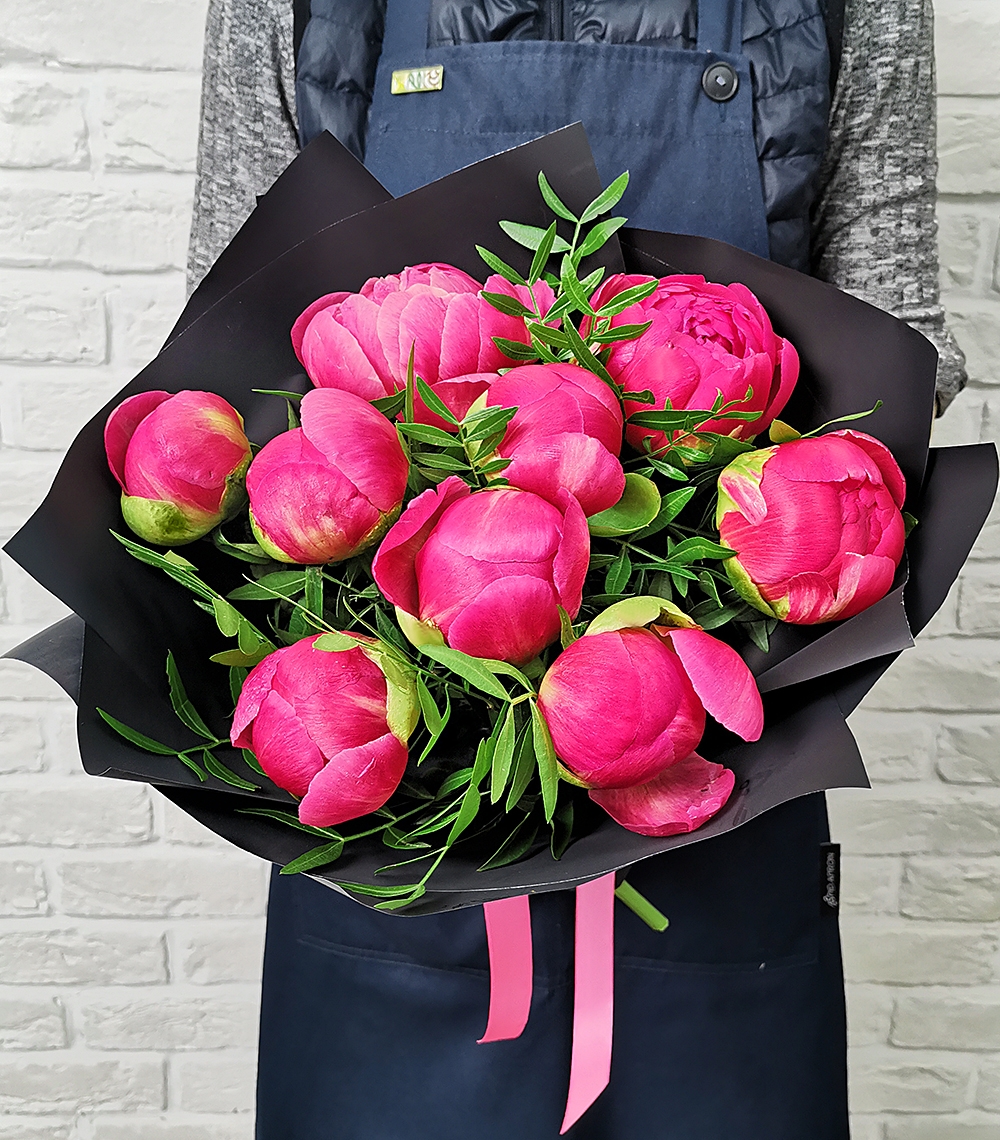 

Букет пионов 9 шт Sfloristic "Алые пионы" , 40 см