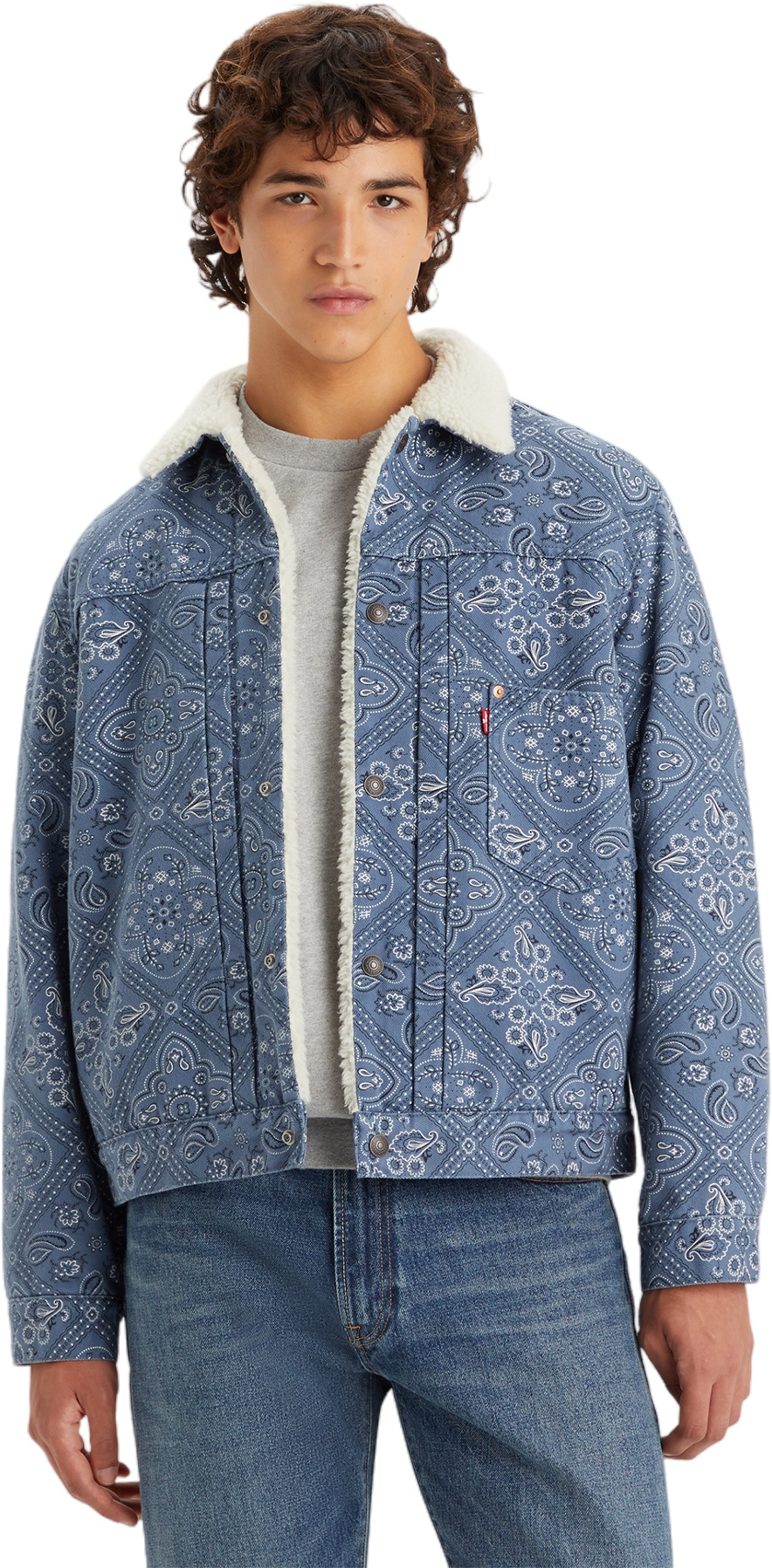 

Джинсовая куртка мужская LEVIS TYPE 1 SHERPA TRUCKER CHARLIE BANDANAV2 синяя M, Синий, TYPE 1 SHERPA TRUCKER CHARLIE BANDANAV2