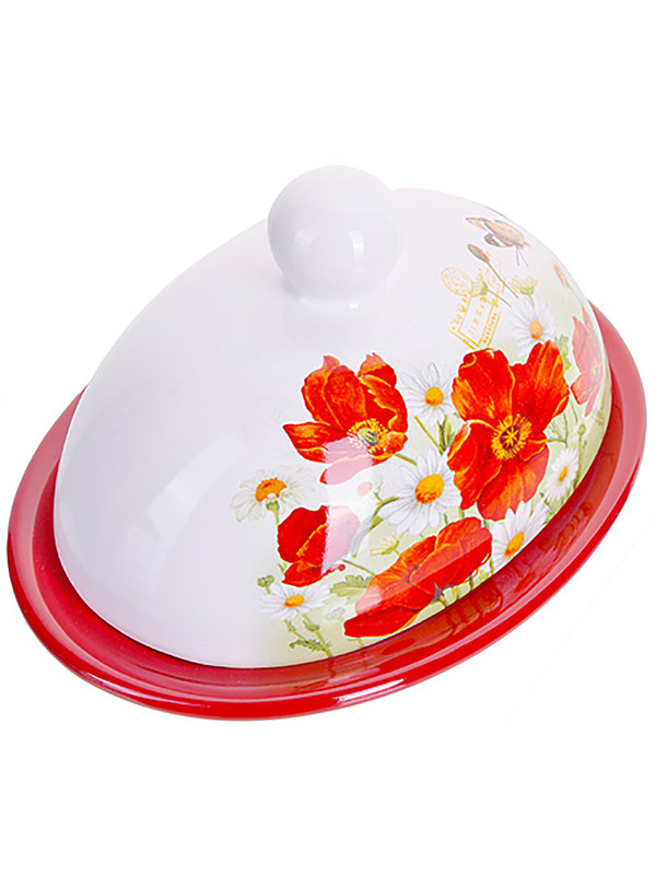 

Масленка с крышкой Loraine керамическая 28134, Белый, 281