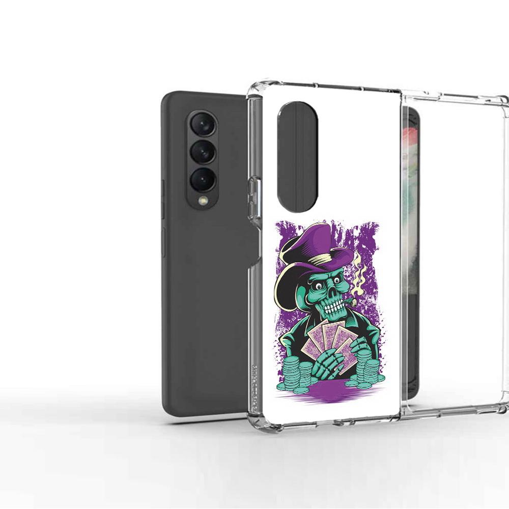 

Чехол MyPads Tocco для Samsung Galaxy Z Fold 3 зеленый череп с картами, Прозрачный, Tocco