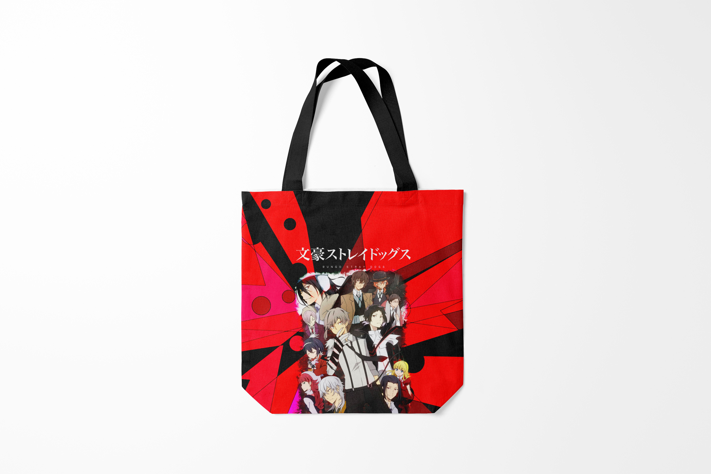 

Сумка шoппер унисекс Burnettie Bungou Stray Dogs text, красный, Bungou Stray Dogs text