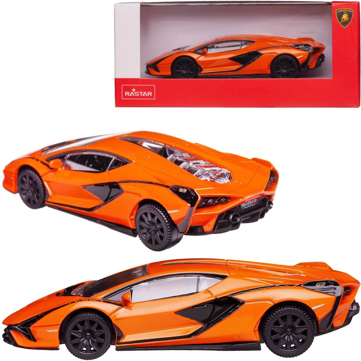 фото Машина металлическая 1:43 scale lamborghini sian, цвет оранжевый rastar