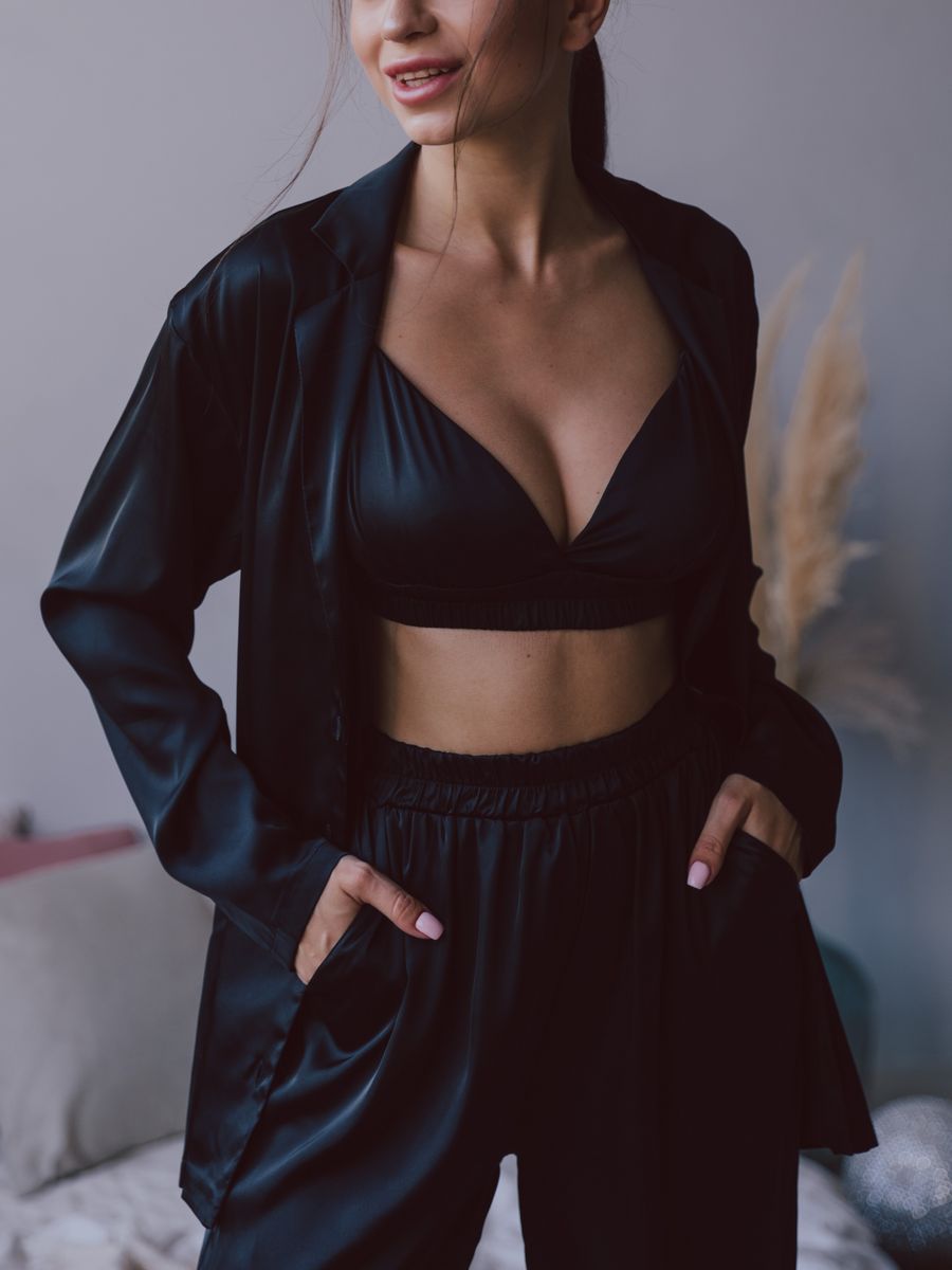 

Пижама женская Mimi Pajamas Brand 100018 черная 44-46 RU, Черный, 100018