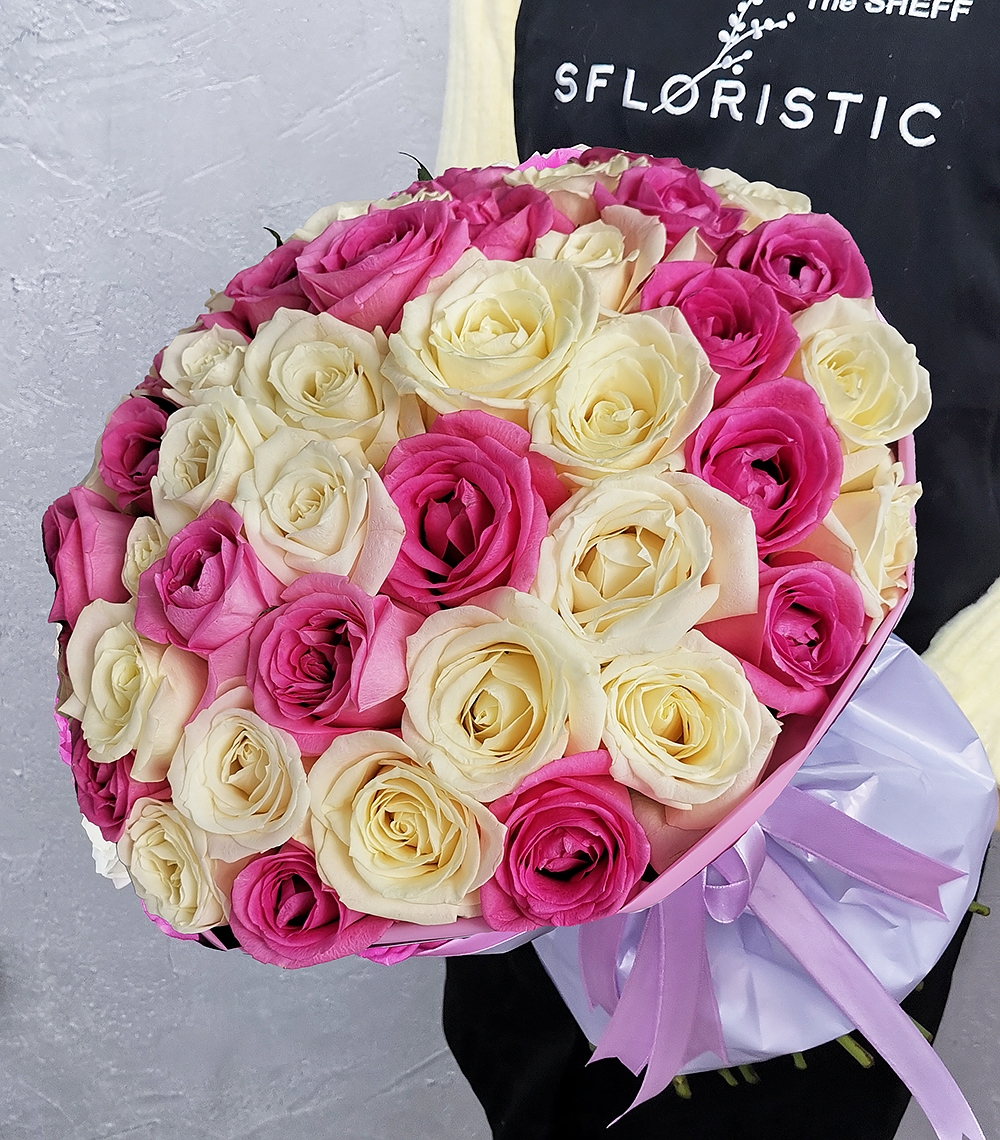 

Букет роз 51 шт Sfloristic "Нежный микс" , 40 см