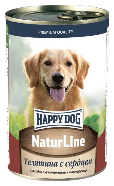 Влажный корм Happy Dog Natur Line паштет с телятиной и сердцем для собак 410 г х 20 шт