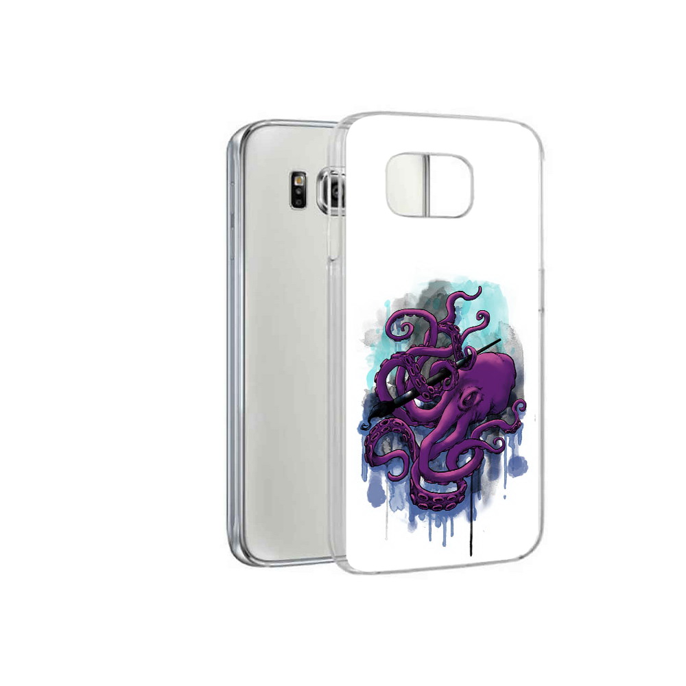 

Чехол MyPads Tocco для Samsung Galaxy S6 фиолетовый осьминог (PT12300.506.658), Прозрачный, Tocco