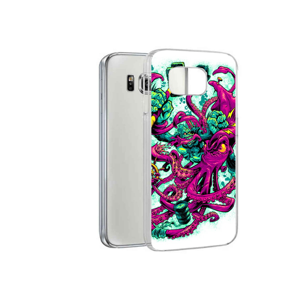 

Чехол MyPads Tocco для Samsung Galaxy S6 фиолетовый кракен (PT12300.506.657), Прозрачный, Tocco