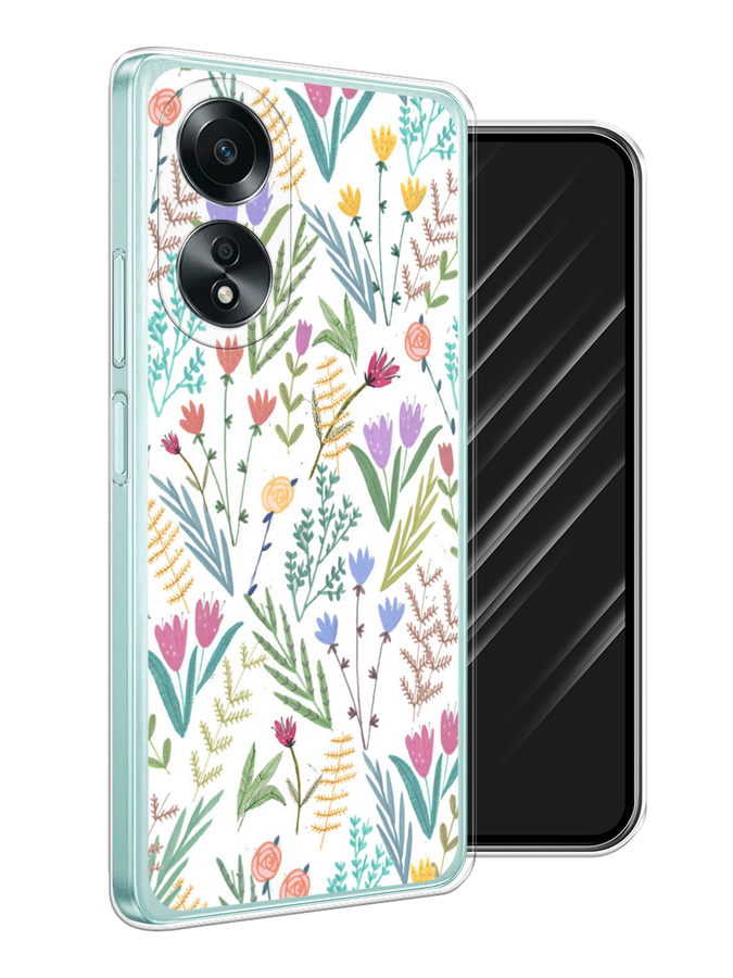 

Чехол Awog на Oppo A58 4G "Полевые цветы рисунок", Белый;зеленый, 2514950-1